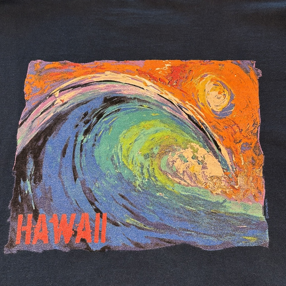 Crazy Shirts Hawaii Wave Graphic Tee XXL Navy Long Sleeve - Picture 4 of 12